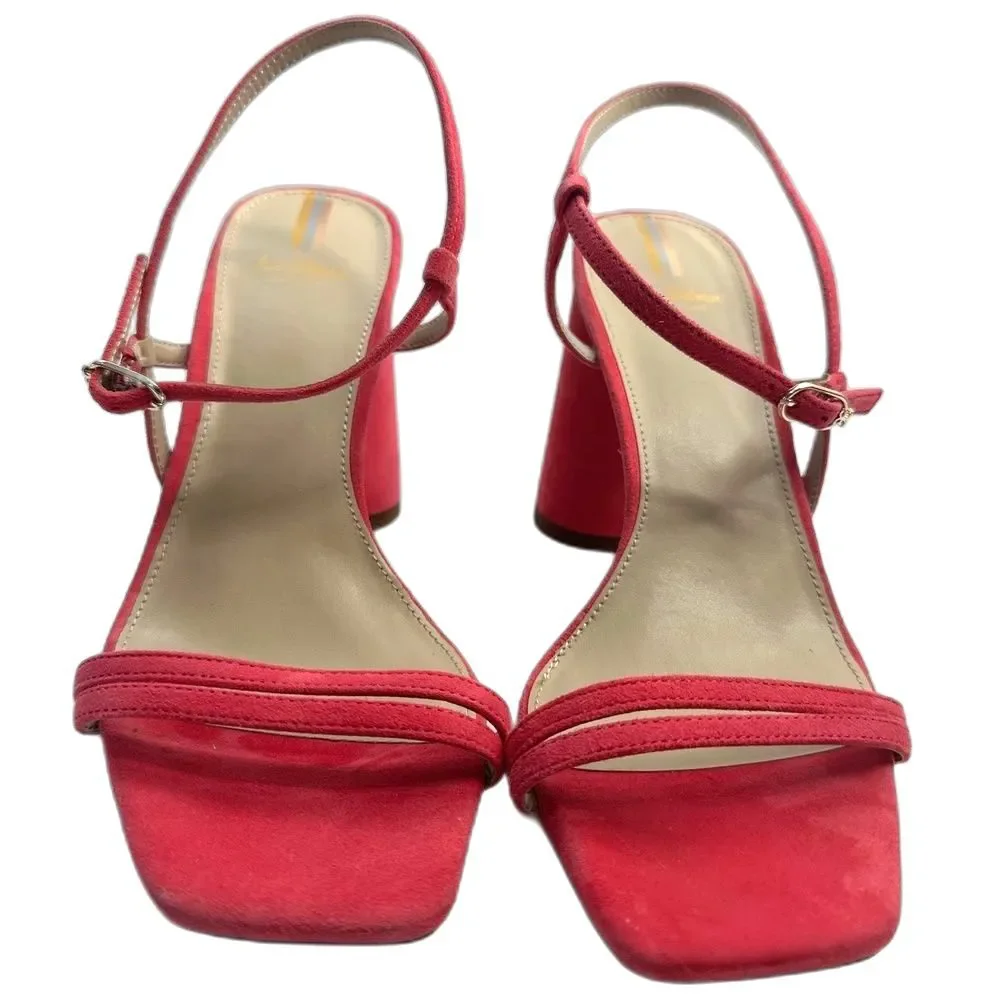 Sam Edelman Heeled Sandals 8.5 Strappy Club Party Y2K Wedding Barbie Pink Kit